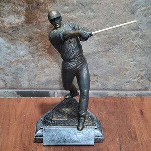 Bronze Statue Baseball Player Mid Swing Missing Baseball Bat